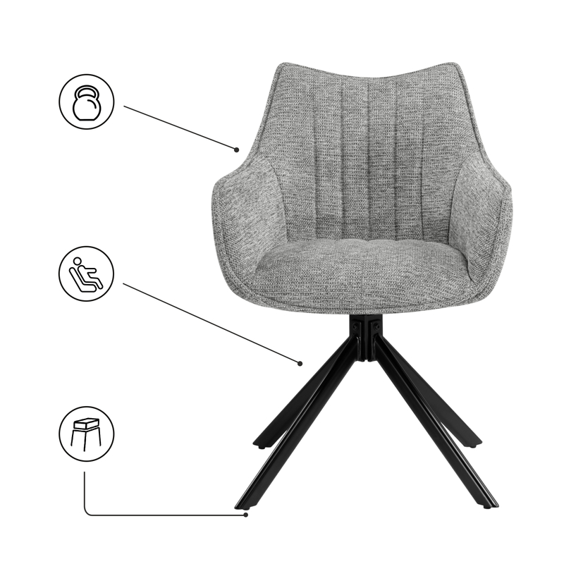 Стул на металлокаркасе, Denever gray / black