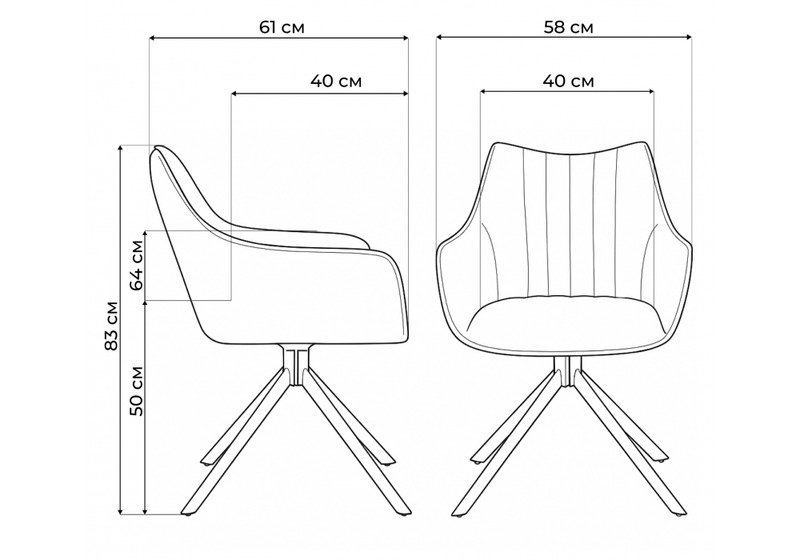 Стул на металлокаркасе, Denever gray / black