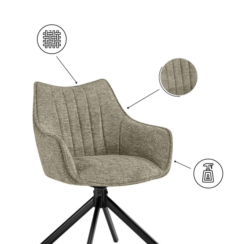 Стул на металлокаркасе, Denever beige / black