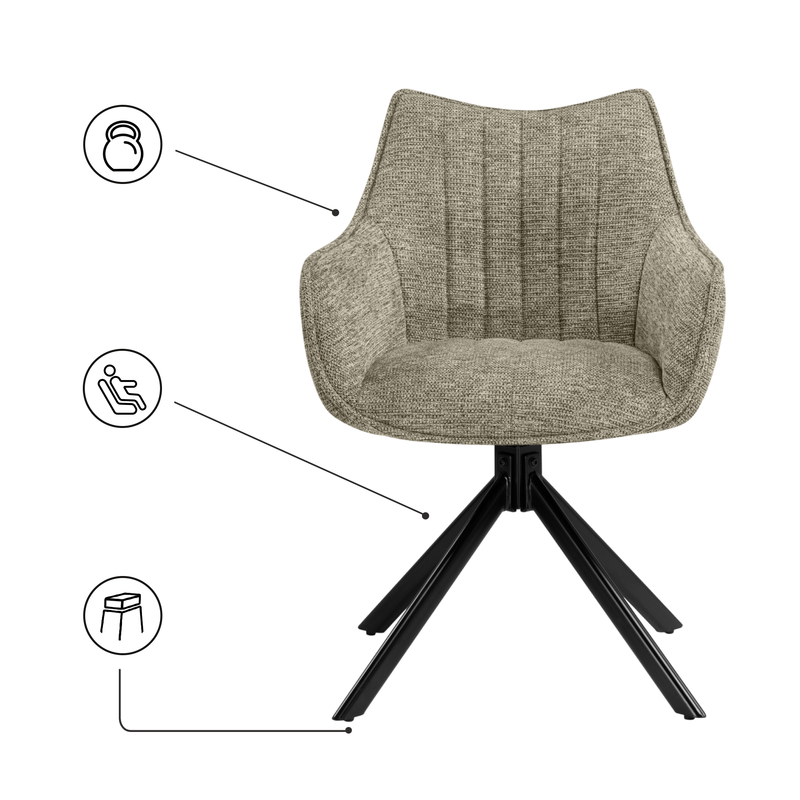 Стул на металлокаркасе, Denever beige / black