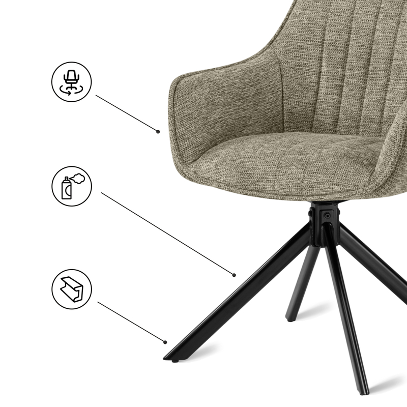 Стул на металлокаркасе, Denever beige / black