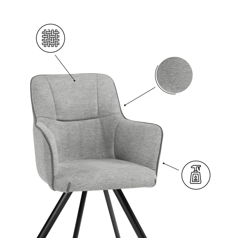 Стул на металлокаркасе, Elis gray / dark gray / black