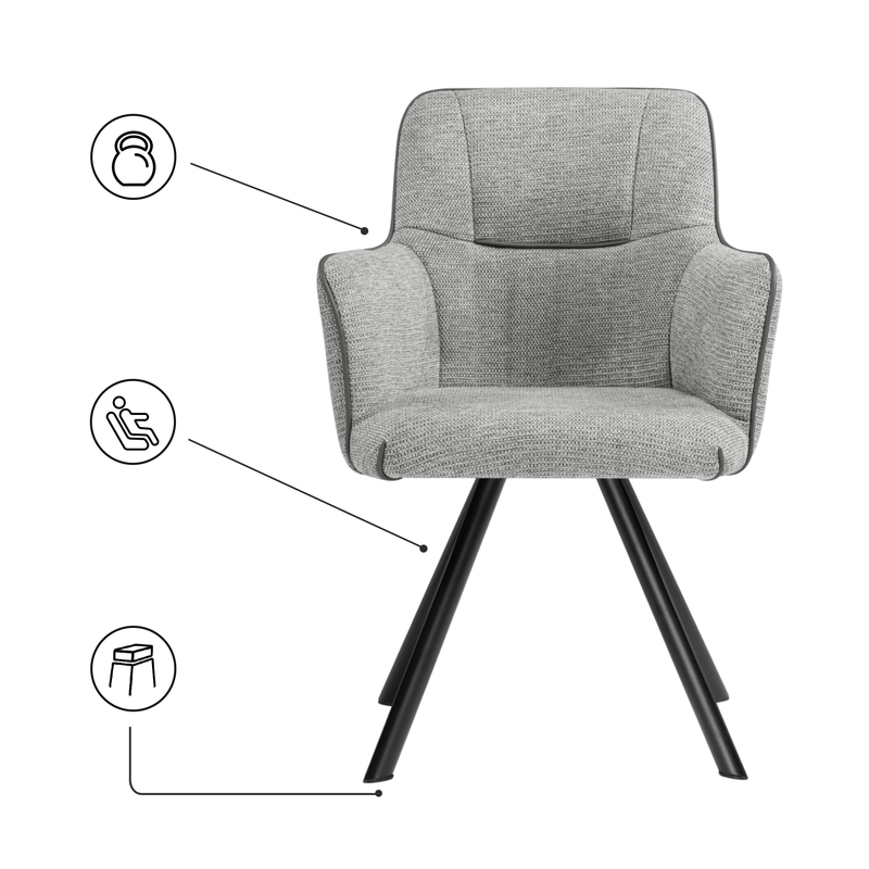 Стул на металлокаркасе, Elis gray / dark gray / black