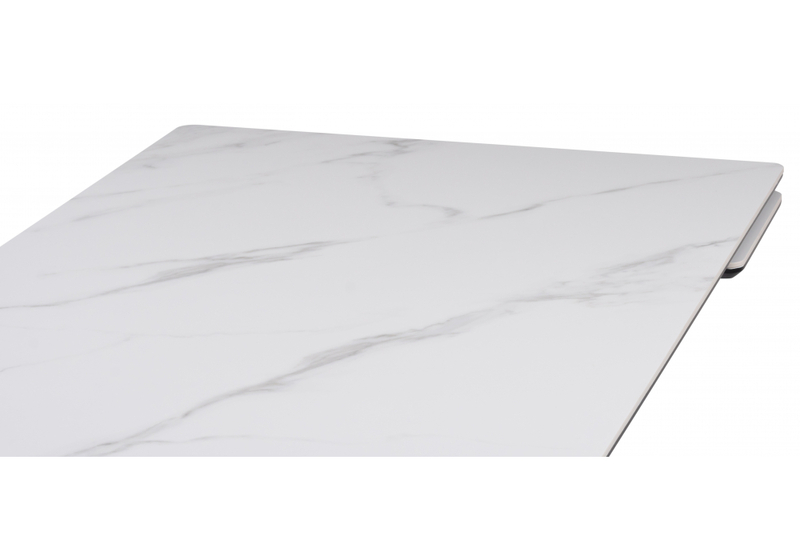 Керамический стол, Вилли 140(200)х80 белый мрамор snow white / черный