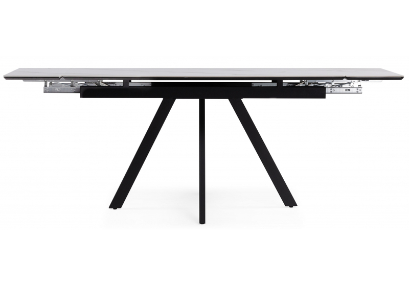 Керамический стол, Вилли 140(200)х80 белый мрамор snow white / черный