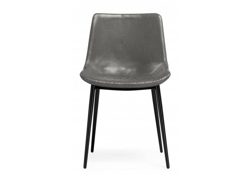 Стул на металлокаркасе, Алеида серая экокожа / черный глянец