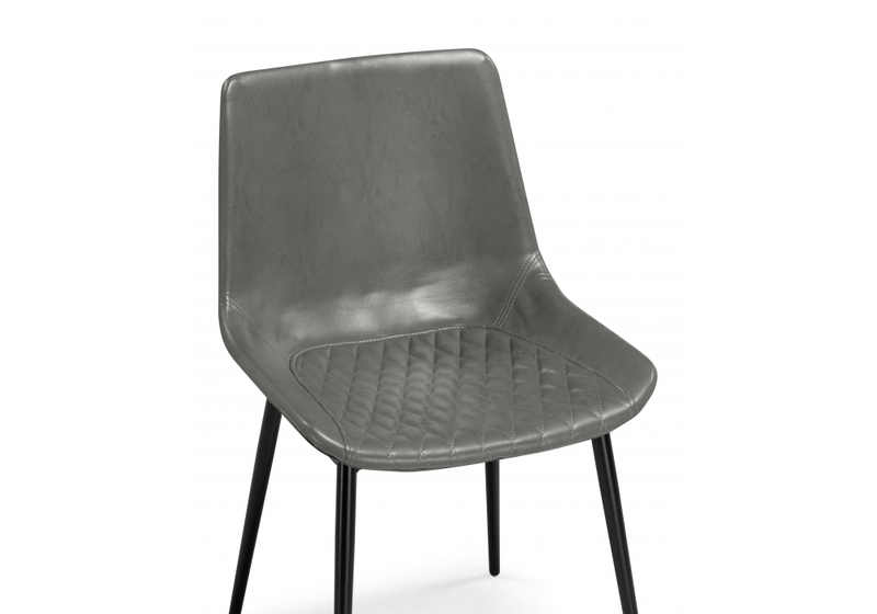 Стул на металлокаркасе, Алеида серая экокожа / черный глянец