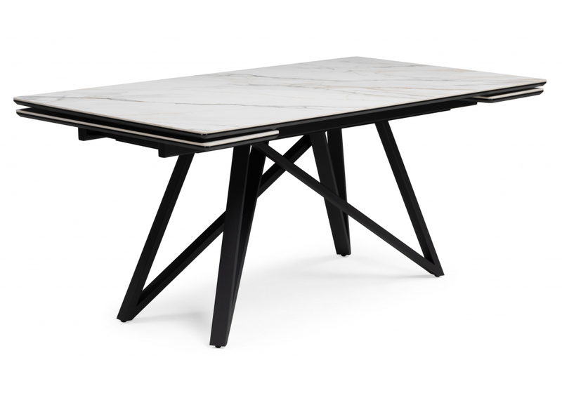 Керамический стол, Вилсон 160(220)х89 белый gilt white / черный