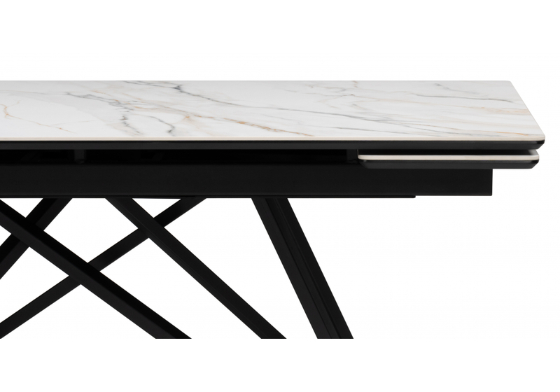 Керамический стол, Вилсон 160(220)х89 белый gilt white / черный