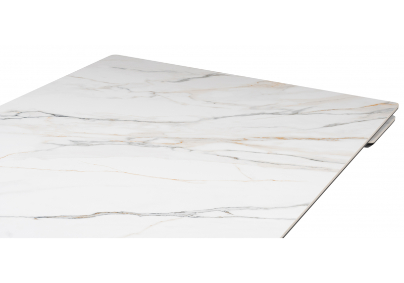 Керамический стол, Вилсон 160(220)х89 белый gilt white / черный