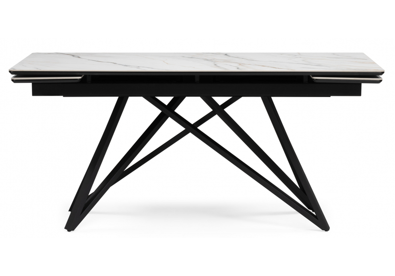 Керамический стол, Вилсон 160(220)х89 белый gilt white / черный