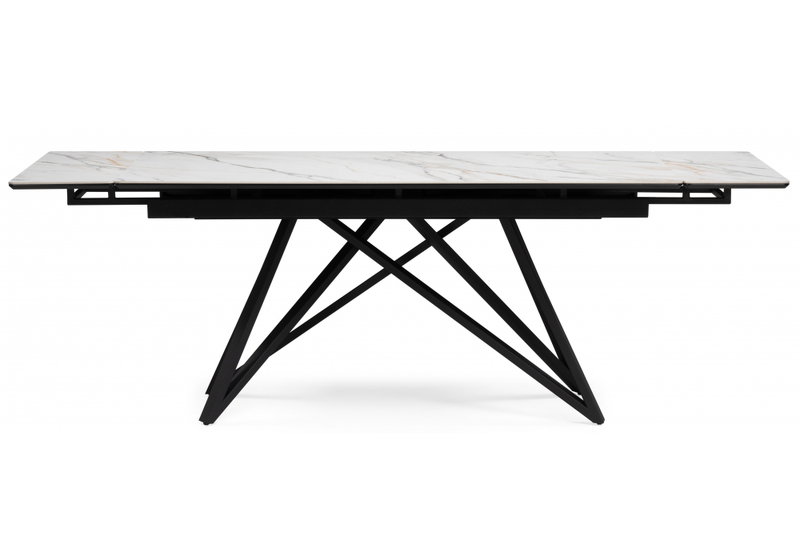 Керамический стол, Вилсон 160(220)х89 белый gilt white / черный