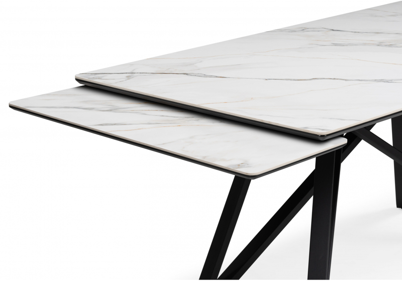 Керамический стол, Вилсон 160(220)х89 белый gilt white / черный