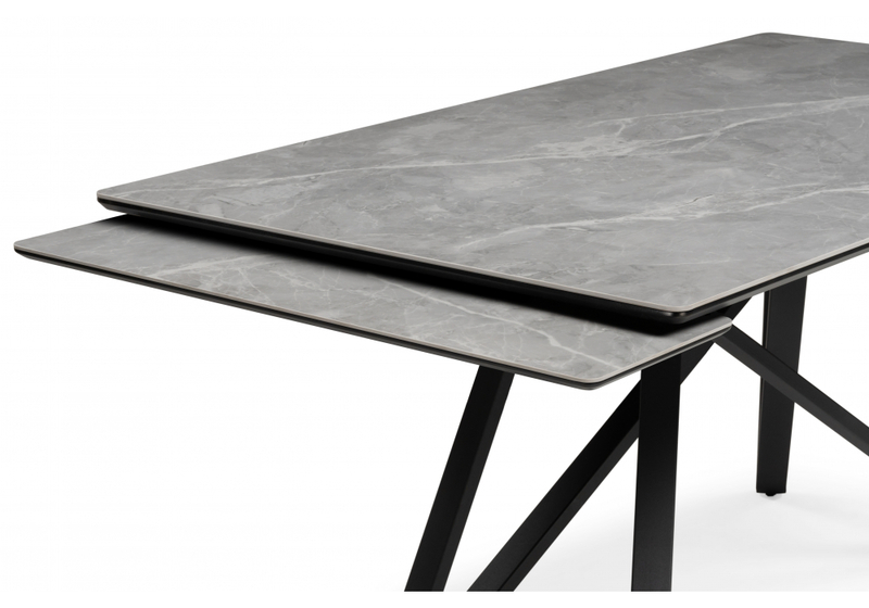 Керамический стол, Вилсон 160(220)х89 серый мрамор larka grey / черный