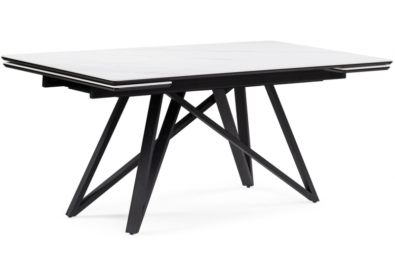 Керамический стол, Вилсон 160(220)х89х75 белый мрамор snow white / черный