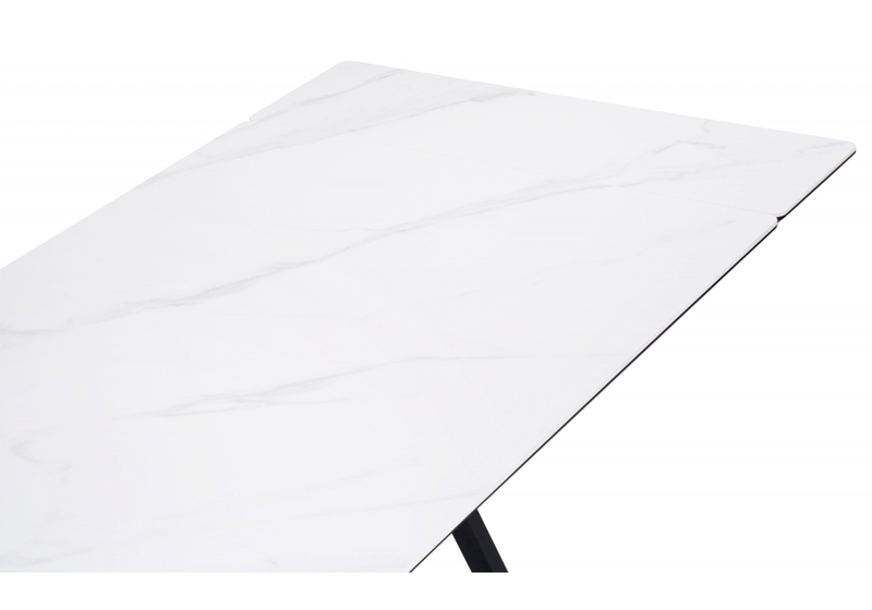 Керамический стол, Вилсон 160(220)х89х75 белый мрамор snow white / черный
