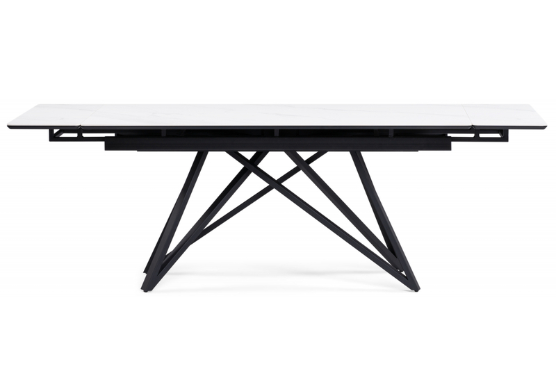 Керамический стол, Вилсон 160(220)х89х75 белый мрамор snow white / черный