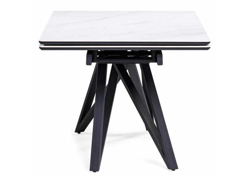 Керамический стол, Вилсон 160(220)х89х75 белый мрамор snow white / черный