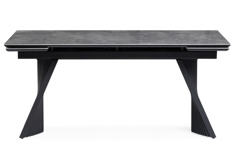 Керамический стол, Вейв 160(220)х89х75 серый мрамор baolai / черный