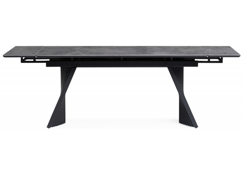 Керамический стол, Вейв 160(220)х89х75 серый мрамор baolai / черный