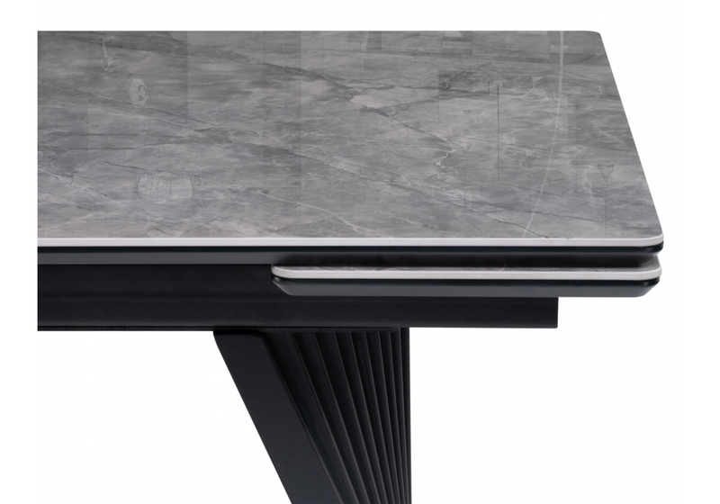 Керамический стол, Вейв 160(220)х89х75 серый мрамор baolai / черный