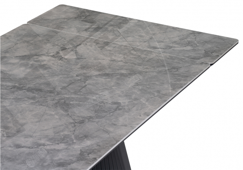 Керамический стол, Вейв 160(220)х89х75 серый мрамор baolai / черный