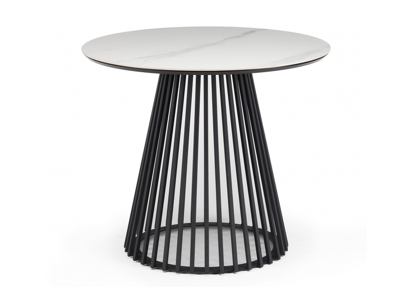 Керамический стол, Нэнси 90х90х75 белый мрамор / черный