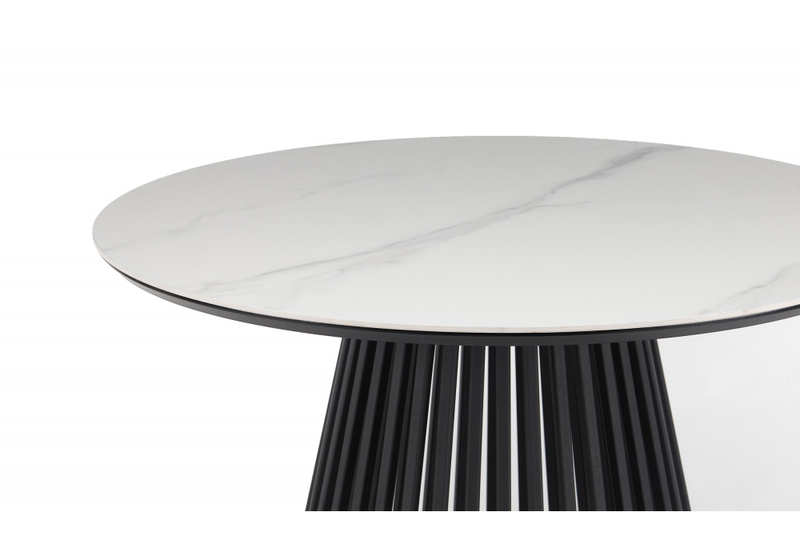 Керамический стол, Нэнси 90х90х75 белый мрамор / черный