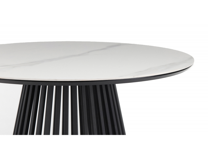 Керамический стол, Нэнси 90х90х75 белый мрамор / черный