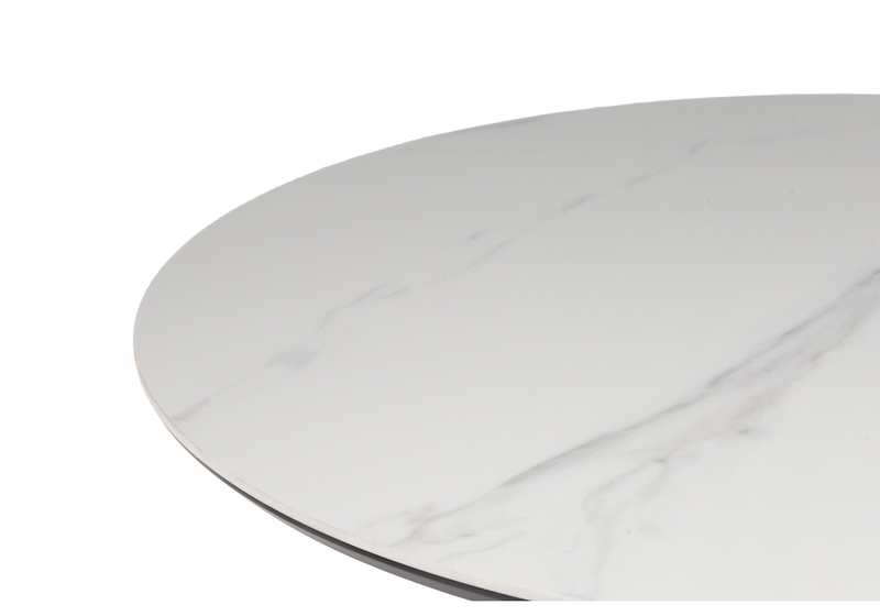 Керамический стол, Нэнси 90х90х75 белый мрамор / черный