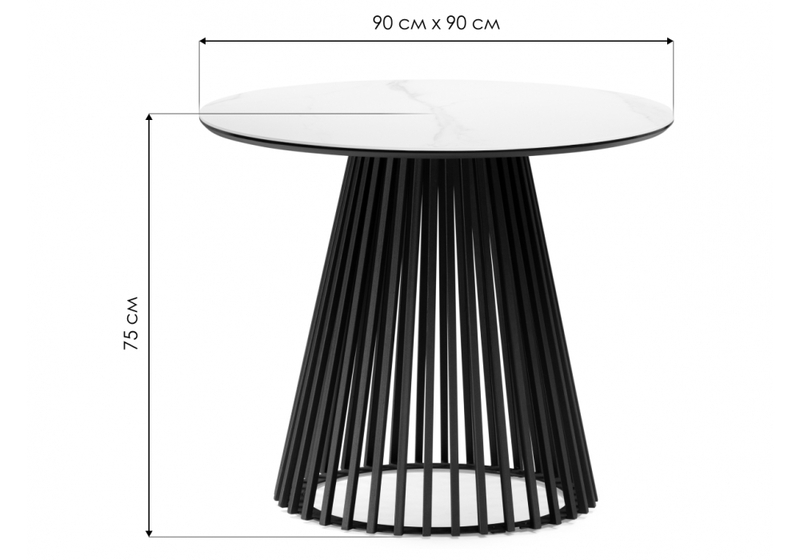 Керамический стол, Нэнси 90х90х75 shakespeare black / черный