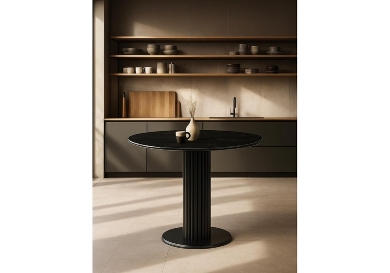 Керамический стол, Кэмерон 90х90х75 черный мрамор shakespeare black / черный