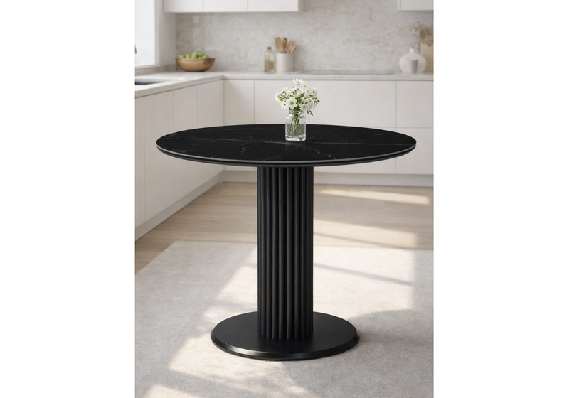 Керамический стол, Кэмерон 90х90х75 черный мрамор shakespeare black / черный