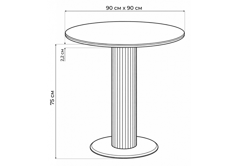 Керамический стол, Кэмерон 90х90х75 черный мрамор shakespeare black / черный