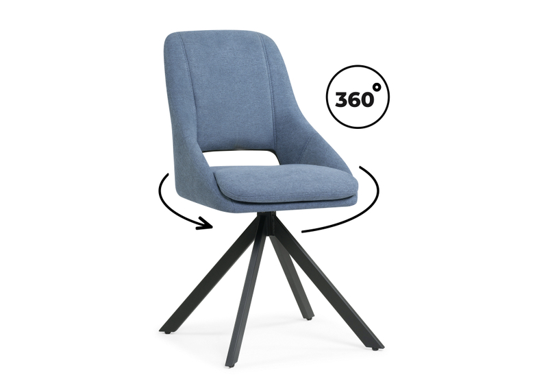 Стул на металлокаркасе, Оливер крутящийся синий / черный