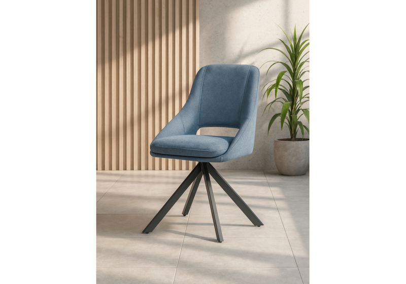 Стул на металлокаркасе, Оливер крутящийся синий / черный