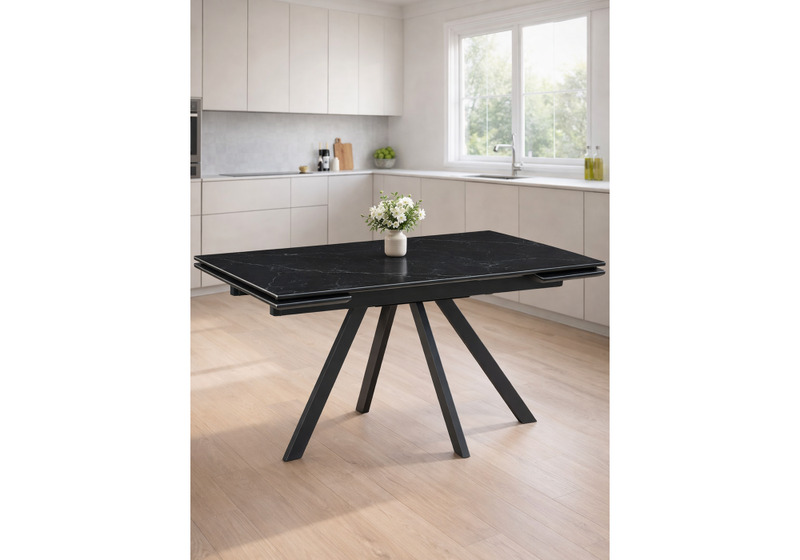 Керамический стол, Вилли 140(200)х80х75 черный мрамор shakespeare black / черный