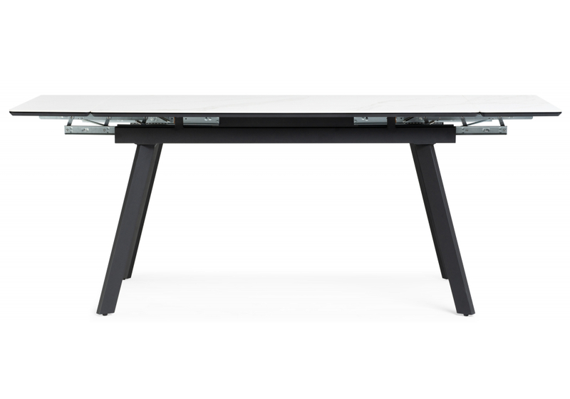 Керамический стол, Норман 140(200)х80х75 белый мрамор alpin white / черный