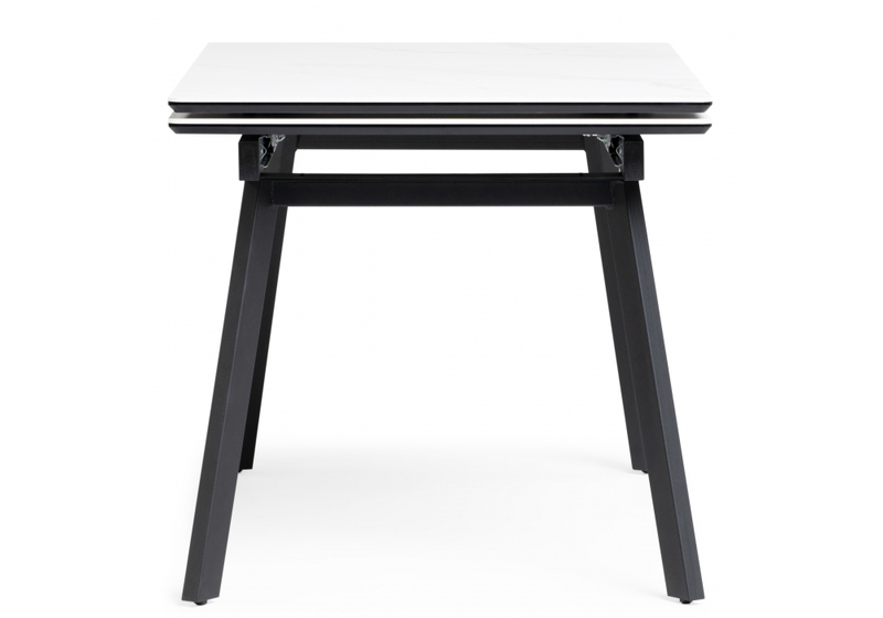 Керамический стол, Норман 140(200)х80х75 белый мрамор alpin white / черный