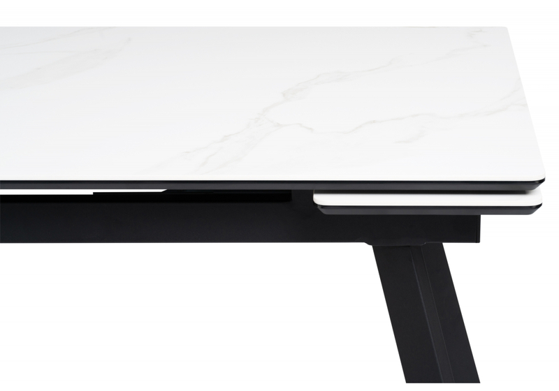 Керамический стол, Норман 140(200)х80х75 белый мрамор alpin white / черный