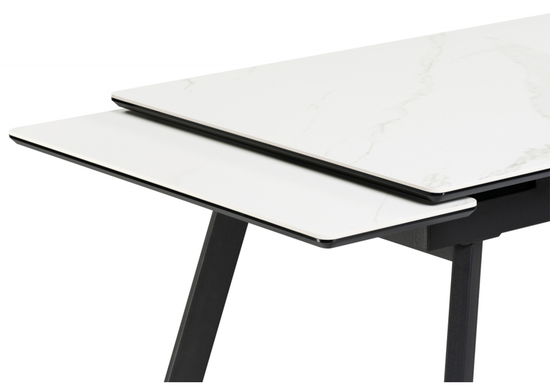 Керамический стол, Норман 140(200)х80х75 белый мрамор alpin white / черный