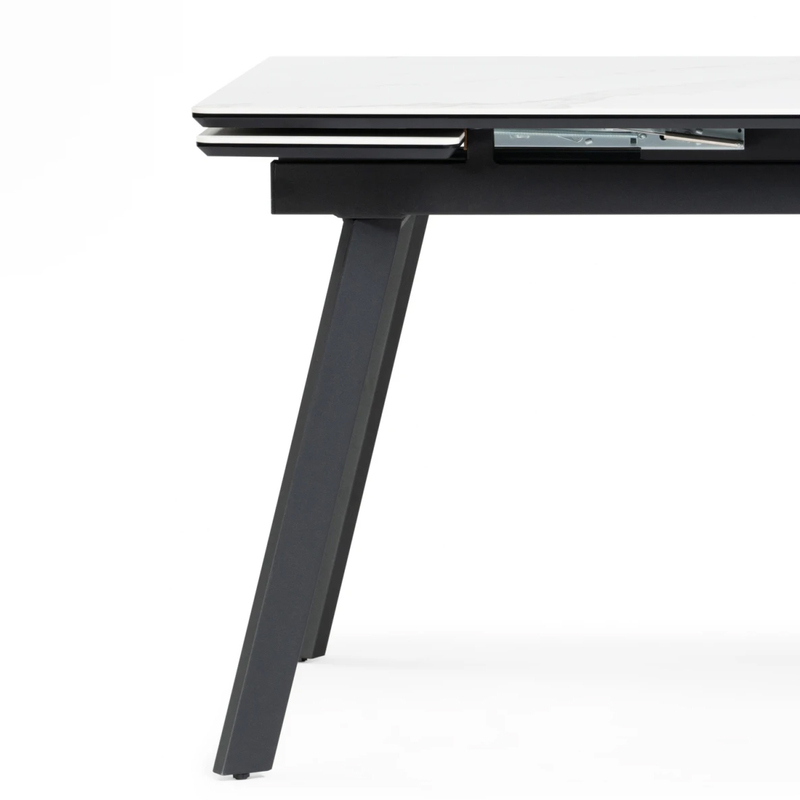 Керамический стол, Норман 140(200)х80х75 белый мрамор alpin white / черный