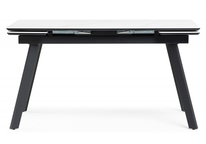 Керамический стол, Норман 140(200)х80х75 белый мрамор alpin white / черный