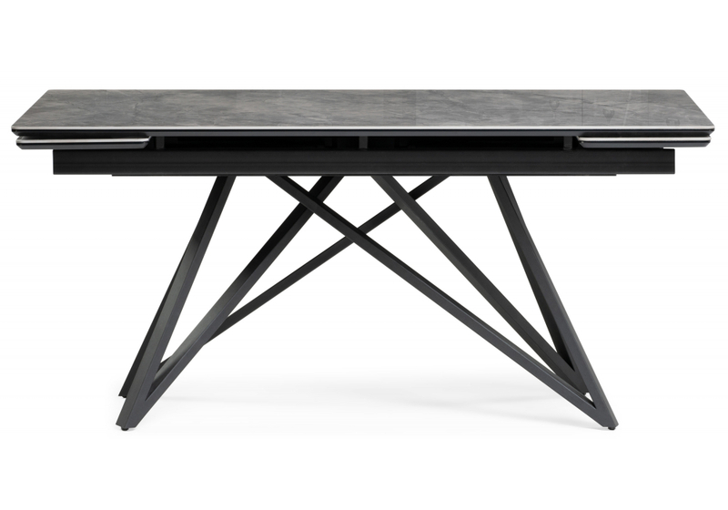 Керамический стол, Вилсон 160(220)х89х75 серый мрамор baolai / черный