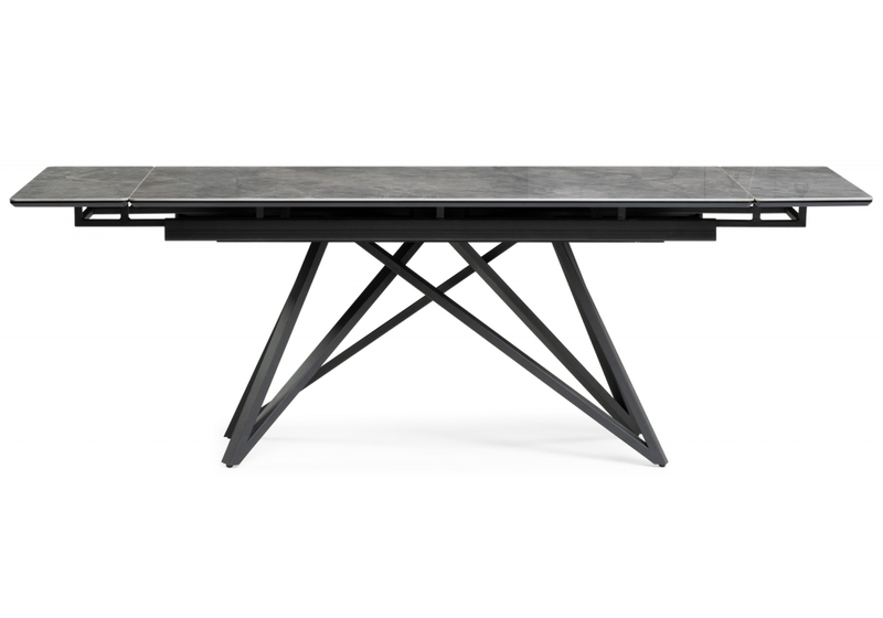 Керамический стол, Вилсон 160(220)х89х75 серый мрамор baolai / черный