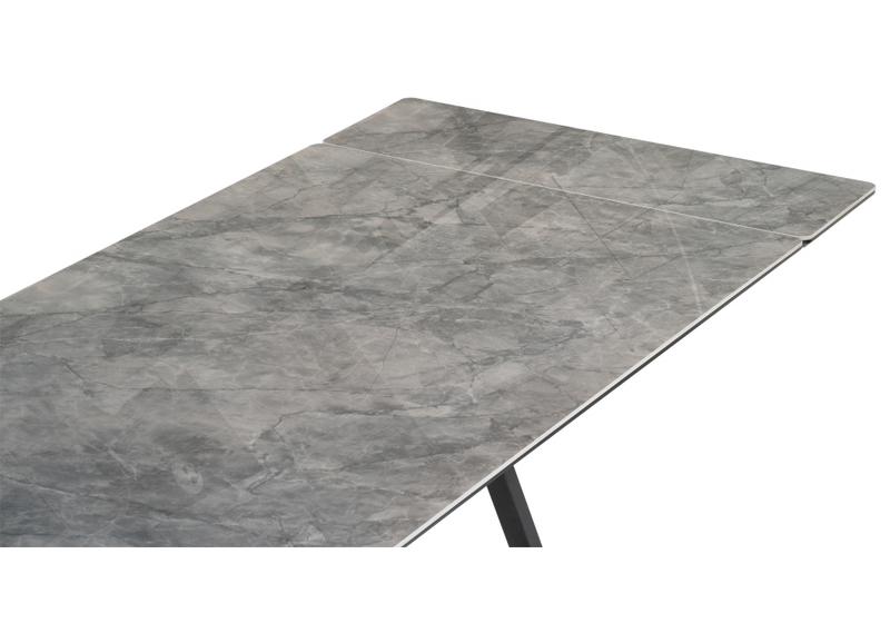 Керамический стол, Вилсон 160(220)х89х75 серый мрамор baolai / черный