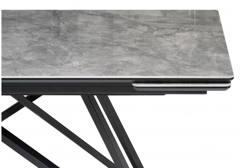 Керамический стол, Вилсон 160(220)х89х75 серый мрамор baolai / черный