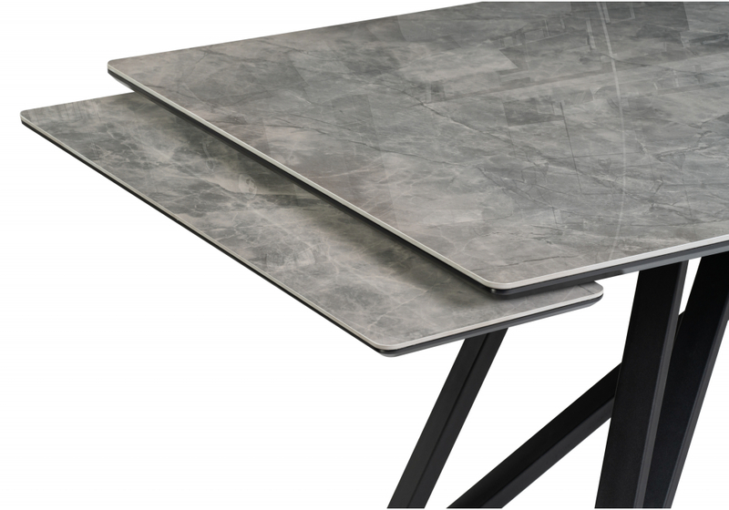 Керамический стол, Вилсон 160(220)х89х75 серый мрамор baolai / черный