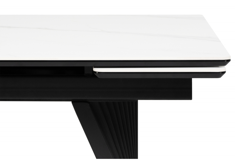 Керамический стол, Вейв 160(220)х89х75 белый мрамор snow white / черный