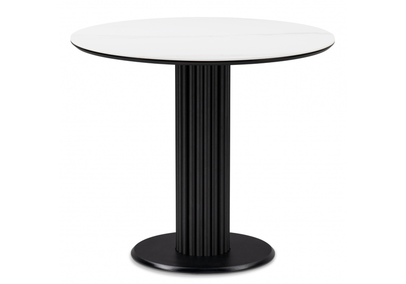 Керамический стол, Кэмерон 90х90х75 белый мрамор snow white / черный